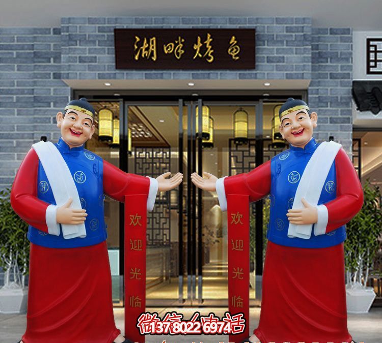 玻璃鋼精美彩繪迎賓雕塑，為您的酒店門口增添藝術氣息