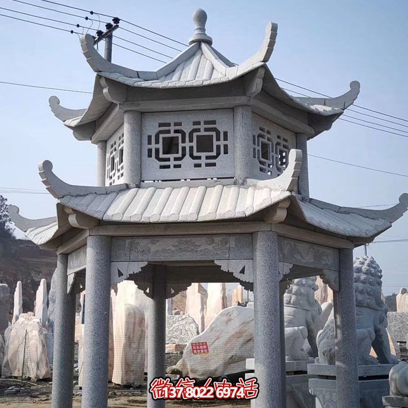 雙層仿古建涼亭，裝點花園、廣場，增添雕塑藝術(shù)氣息