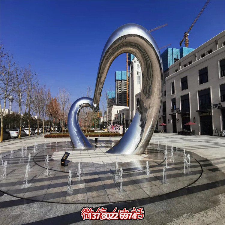 不銹鋼圓形雕塑精致工藝，拋光鏡面，抽象藝術(shù)