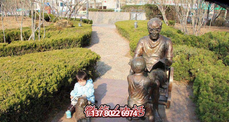 創(chuàng)意銅雕讀書雕塑，讓小朋友在園林中暢快閱讀