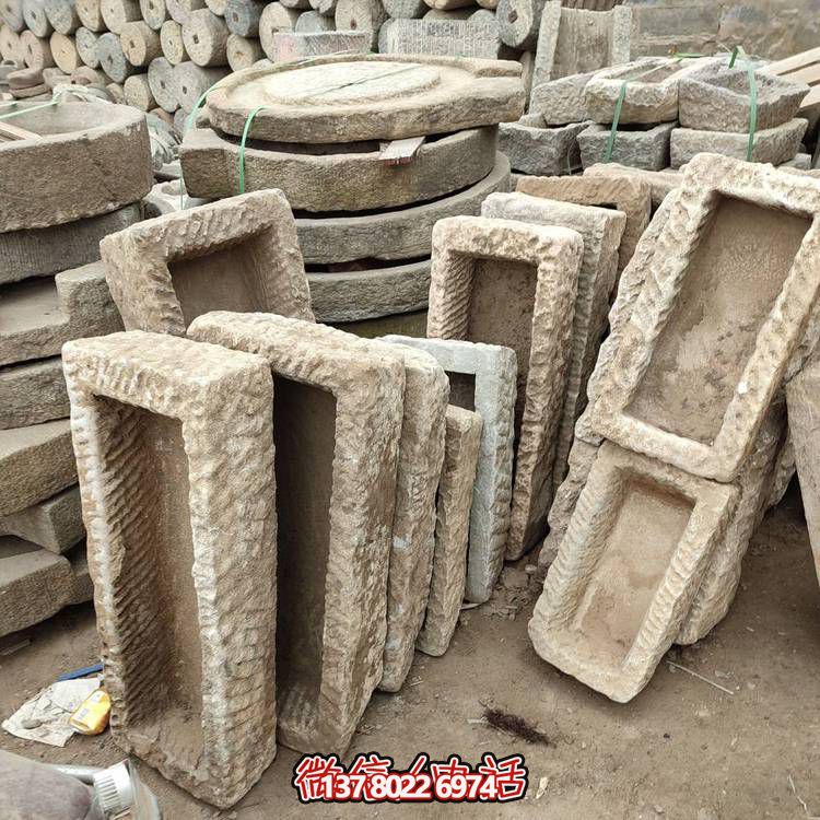 經(jīng)典石雕老石槽，點綴青石園林景觀
