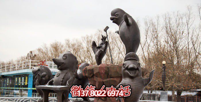 不銹鋼海豚雕塑，個(gè)性創(chuàng)意花園裝飾