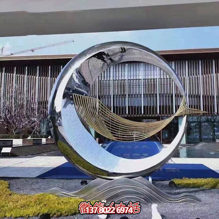 精美不銹鋼圓環(huán)雕塑，給酒店、售樓部帶來(lái)流水?dāng)[件