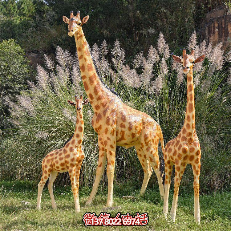 玻璃鋼彩繪大型仿真長頸鹿，為動物園、園林添彩