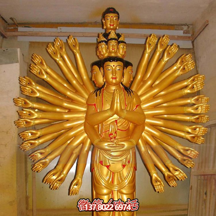 鎏金千手觀音大型雕塑，精美絕倫，醉人心魄