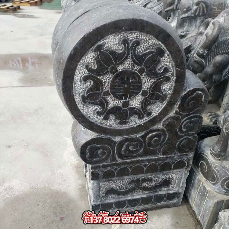 精美青石浮雕抱鼓石雕塑，點(diǎn)綴門口庭院