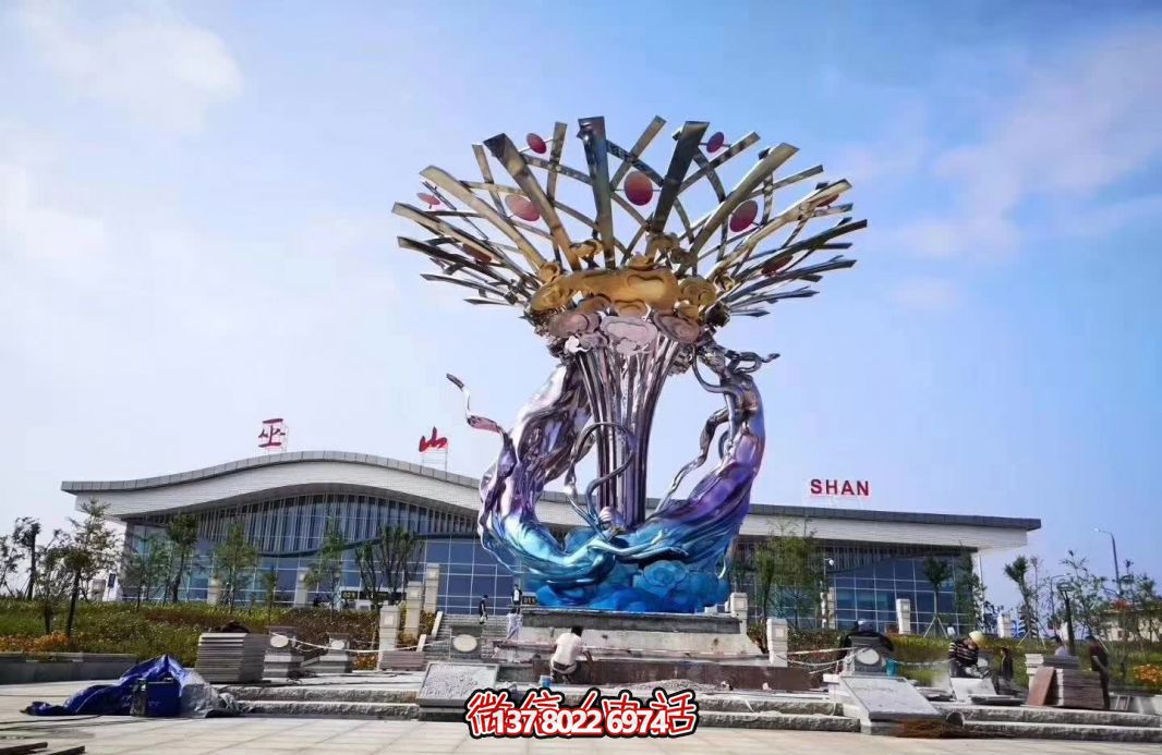 玻璃鋼美人魚雕塑，給廣場(chǎng)帶來彩繪跳舞美景
