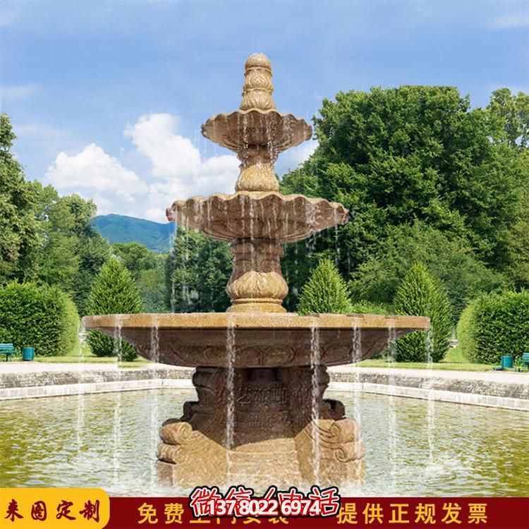 流水紅晚霞，石雕戶外景區(qū)擺件