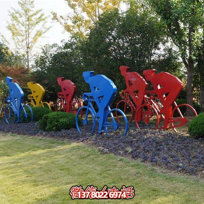 不銹鋼剪影賽車擺件，點綴公園草坪