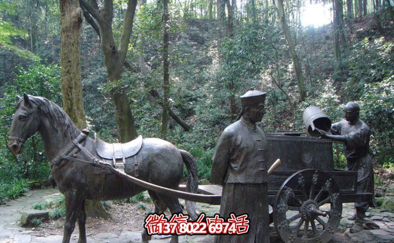 仿古青銅馬車雕塑，為景區(qū)商業(yè)街增添古典風(fēng)情