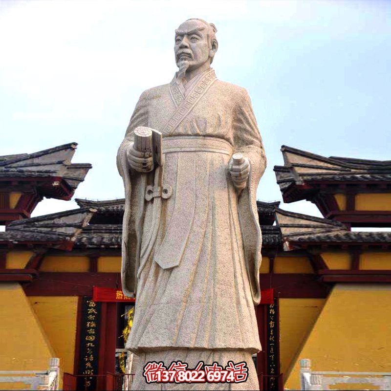 廣場學(xué)?；▓@砂巖石戰(zhàn)國時(shí)期思想家孟子雕塑像