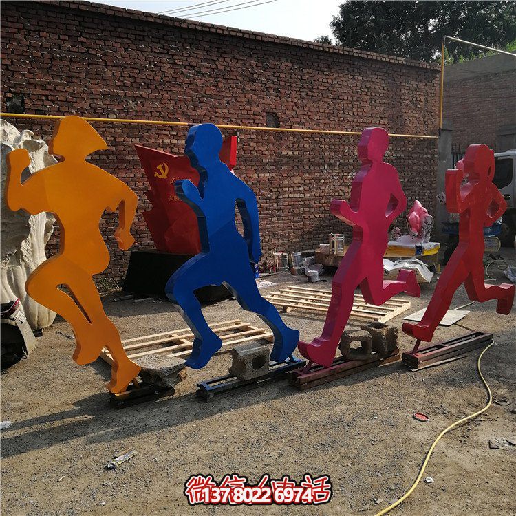 跑步，玻璃鋼剪影抽象人物運(yùn)動(dòng)雕塑