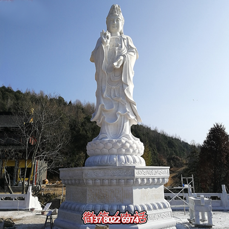 觀音佛像，漢白玉滴水觀音石雕石像