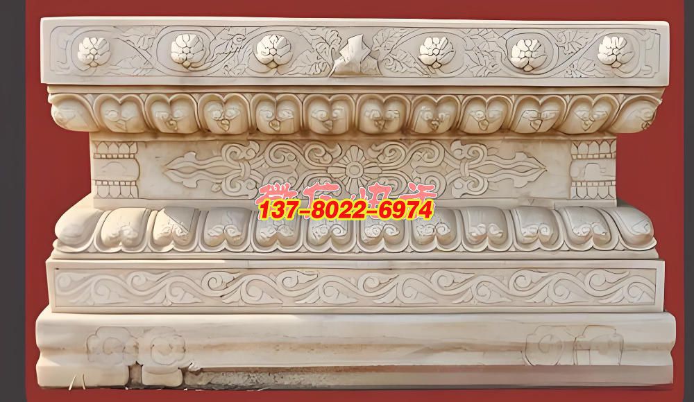 漢白玉須彌座傳統(tǒng)石雕：繁花卷草紋的古韻傳承